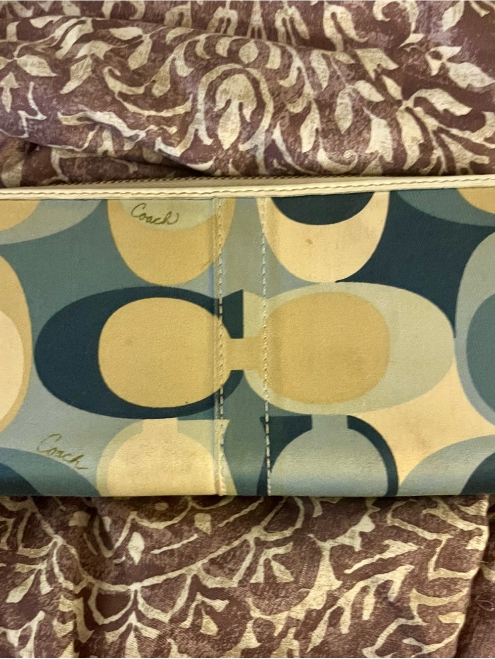 Coach Signature 'C' Wallet in Blue and Tan